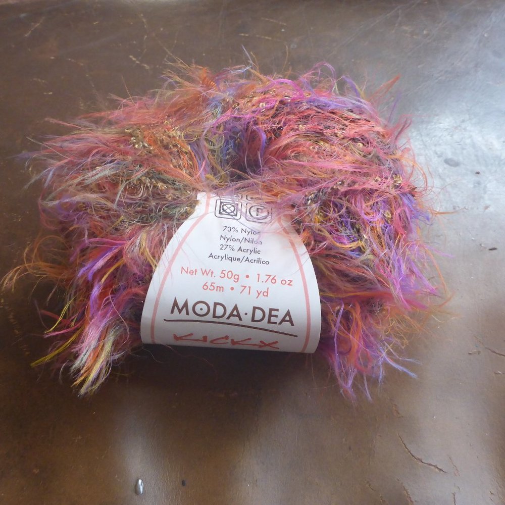 1 Ball Moda Dea Kickx Eyelash Style Novelty Yarn Color 3780 (Multi) 71 yds.